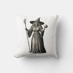 Trendy Spooky Halloween Hexe und Besen Kissen