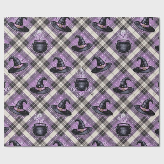 Trendy Spooky Halloween Hexenhut und Cauldron Geschenkpapier (Flach)