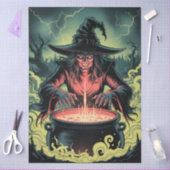 Trendy Spooky Halloween witch and Cauldron Seidenpapier (Basteln)