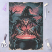 Trendy Spooky Halloween witch and Cauldron Seidenpapier (Basteln)