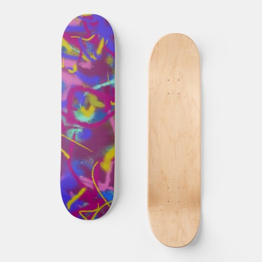 Trendy Spray Paint Lila Blue Pattern Skateboard (Vorderseite)