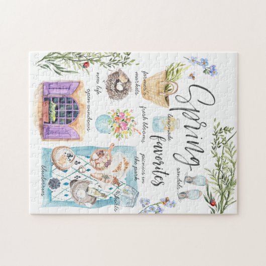 Trendy Spring Favorites | Aquarellbilder Puzzle (Horizontal)