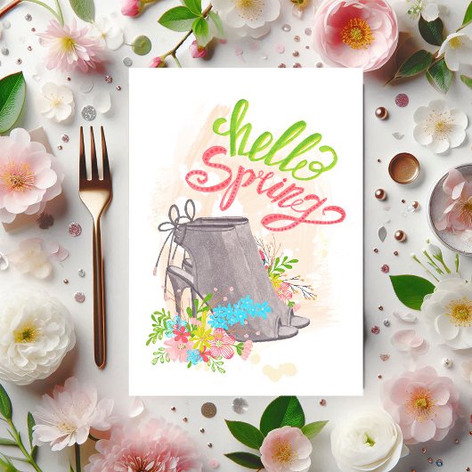 Trendy Spring Floral Shoe Birthday Einladung