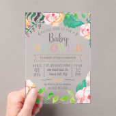 Trendy Spring Floral Typografy Baby Shower Acryleinladungen (Insitu (Handheld))
