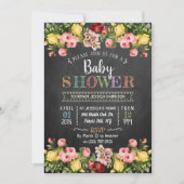 Trendy Spring Floral Typografy Baby Shower Einladung (Vorderseite)