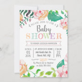 Trendy Spring Floral Typografy Baby Shower Einladung (Vorderseite)