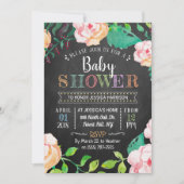 Trendy Spring Floral Typografy Baby Shower Einladung (Vorderseite)