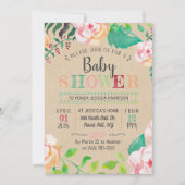 Trendy Spring Floral Typografy Baby Shower Einladung (Vorderseite)