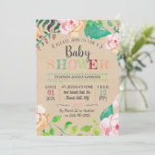Trendy Spring Floral Typografy Baby Shower Einladung (Stehend Vorderseite)