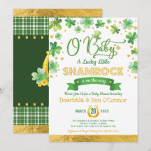 Trendy St Patrick's Day Lucky Kleeblatt Babydusche