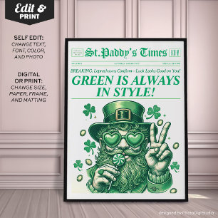 Trendy St. Patricks Wall Art Retro Zeitung Print Poster