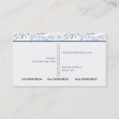 Trendy staubblaue Blätter Blumenmuster und Rahmen Visitenkarte (Rückseite)