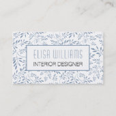 Trendy staubblaue Blätter Blumenmuster und Rahmen Visitenkarte (Vorderseite)