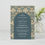 Trendy staubgrünes Elfenbein Blumenstrauß Jugendst Einladung (Stehend Vorderseite)