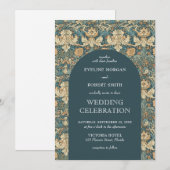 Trendy staubgrünes Elfenbein Blumenstrauß Jugendst Einladung (Vorne/Hinten)