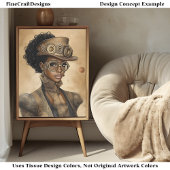 Trendy Steampunk Dark Skin Woman AD1O Decoupage Seidenpapier