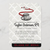 Trendy Stethoscope Medical School Abschluss Einladung (Vorne/Hinten)