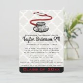 Trendy Stethoscope Medical School Abschluss Einladung (Stehend Vorderseite)