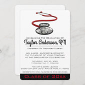 Trendy Stethoscope Medical School Abschluss Einladung (Vorne/Hinten)