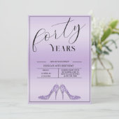 Trendy Stiletto's Modern Feminine 40th Birthday Einladung (Stehend Vorderseite)