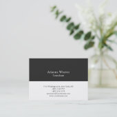 Trendy Stilvoll Beruflich Schlicht Grau Weiß Visitenkarte (Stehend Vorderseite)