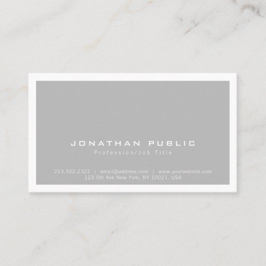 Trendy Stilvoll Moderne Minimalistisch Grau Schlic Visitenkarte (Vorderseite)