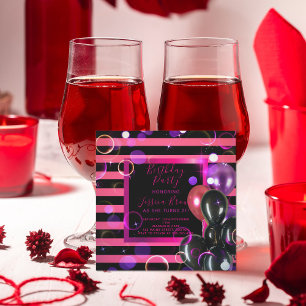 Trendy stilvolle Chic Pink und Black Birthday Part Einladung