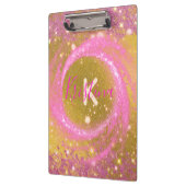 Trendy Stilvolle Funkelnd Rosa- und Gold Glitzer F Klemmbrett (Links)