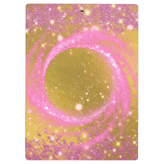 Trendy Stilvolle Funkelnd Rosa- und Gold Glitzer F Klemmbrett (Rückseite)