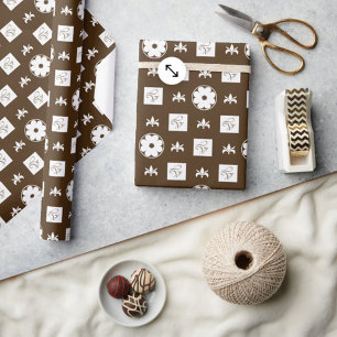Trendy Stilvolles braunes und weißes gekreuztes Mu Geschenkpapier