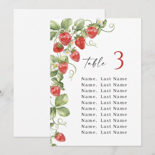 Trendy Strawberry Tischnummer Seekarte (Vorne/Hinten)