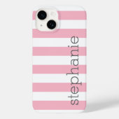 Trendy Streifenmuster mit Namen - Pastellrosa Case-Mate iPhone Hülle (Rückseite)