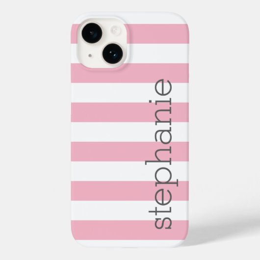 Trendy Streifenmuster mit Namen - Pastellrosa Case-Mate iPhone Hülle (Rückseite)