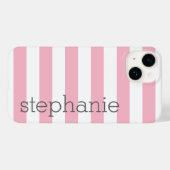 Trendy Streifenmuster mit Namen - Pastellrosa Case-Mate iPhone Hülle (Rückseite (Horizontal))