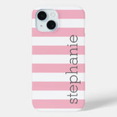Trendy Streifenmuster mit Namen - Pastellrosa Case-Mate iPhone Hülle (Rückseite)