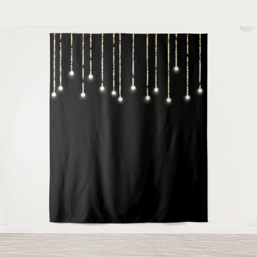 Trendy String Lights auf dem Black Foto Stand Wandteppich (Vorderseite)