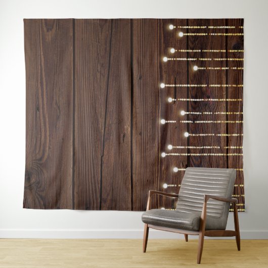 Trendy String Lights & Dark Wood Foto Stand Wandteppich (Beispiel (Horizontal))