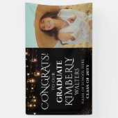 Trendy String Lights Foto Graduation Party Banner (Vertikal)