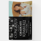 Trendy String Lights Foto Graduation Party Banner (Vertikal)