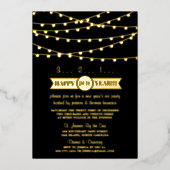 Trendy String Lights New Year's Eve Party Real Folieneinladung (Vorderseite)