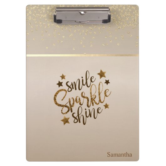 Trendy, Strip, Smile Sparkle Shine - Personalisier Klemmbrett (Vorderseite)