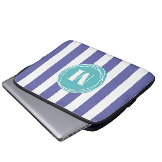 Trendy Striped Monogram Laptopschutzhülle (Vorne Knopf)