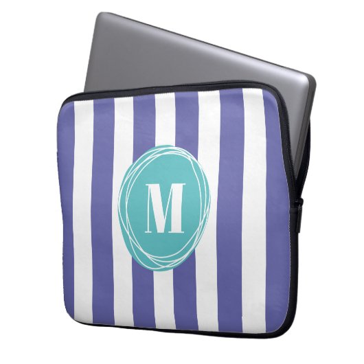 Trendy Striped Monogram Laptopschutzhülle (Vorderseite Links)