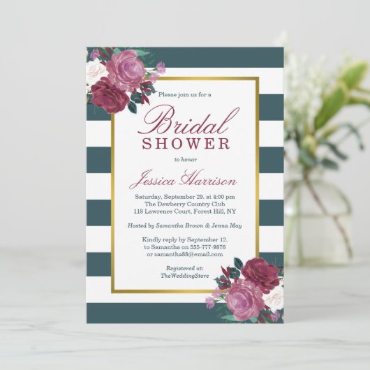 Trendy Stripes Brautparty Einladung (Stehend Vorderseite)