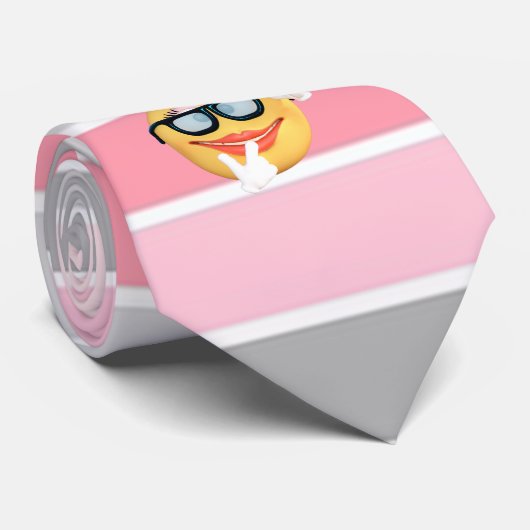 Trendy Stripes, Emoji Face Krawatte (Gerollt)