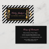 Trendy Stripes Party Caterer Floral Serviertablett Visitenkarte (Vorne/Hinten)