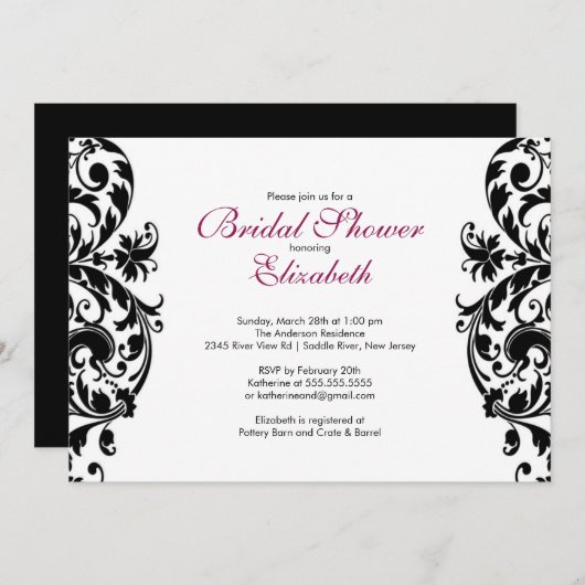 Trendy Strudel blühen Braut, die Brautparty Einladung (Vorne/Hinten)