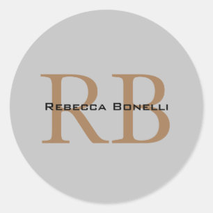 Trendy Style Monogram Minimalistisch Einfach Namen Runder Aufkleber