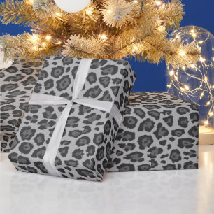 Trendy stylische leopard Tiermuster grau Geschenkpapier
