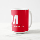 Trendy stylische rote weiße Monogramm Ihren Namen Kaffeetasse (VorderseiteRechts)